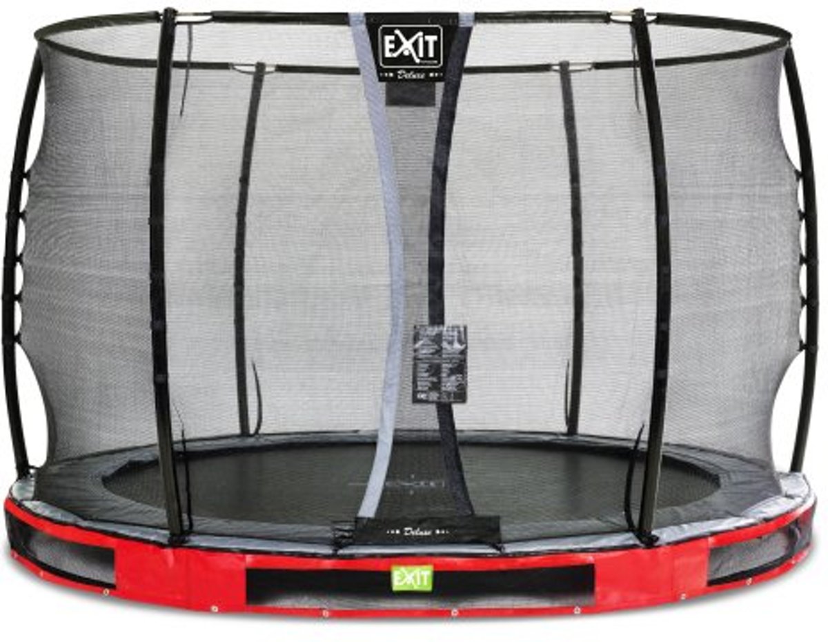 EXIT Elegant Premium inground trampoline ø305cm met Deluxe veiligheidsnet - rood