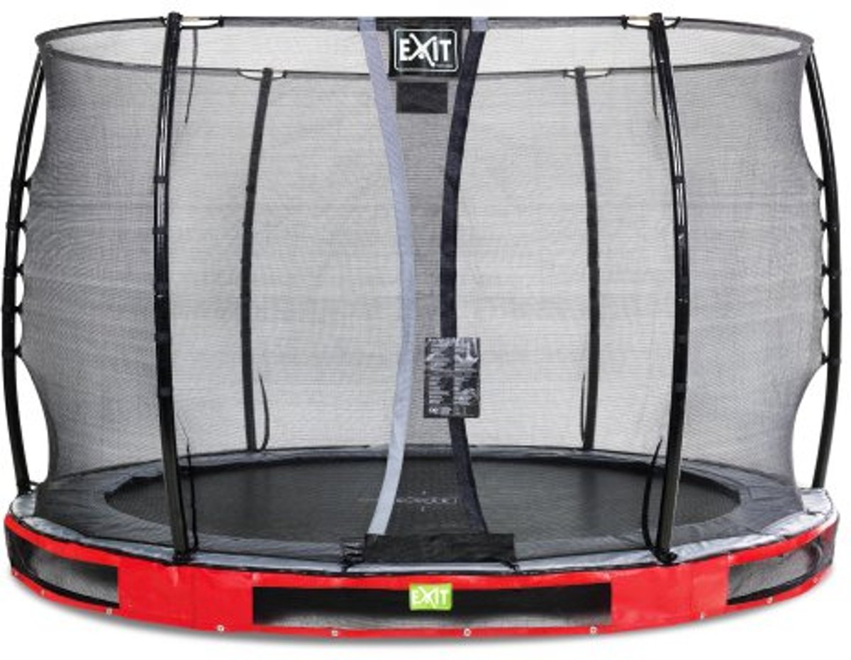 EXIT Elegant Premium inground trampoline ø305cm met Economy veiligheidsnet - rood