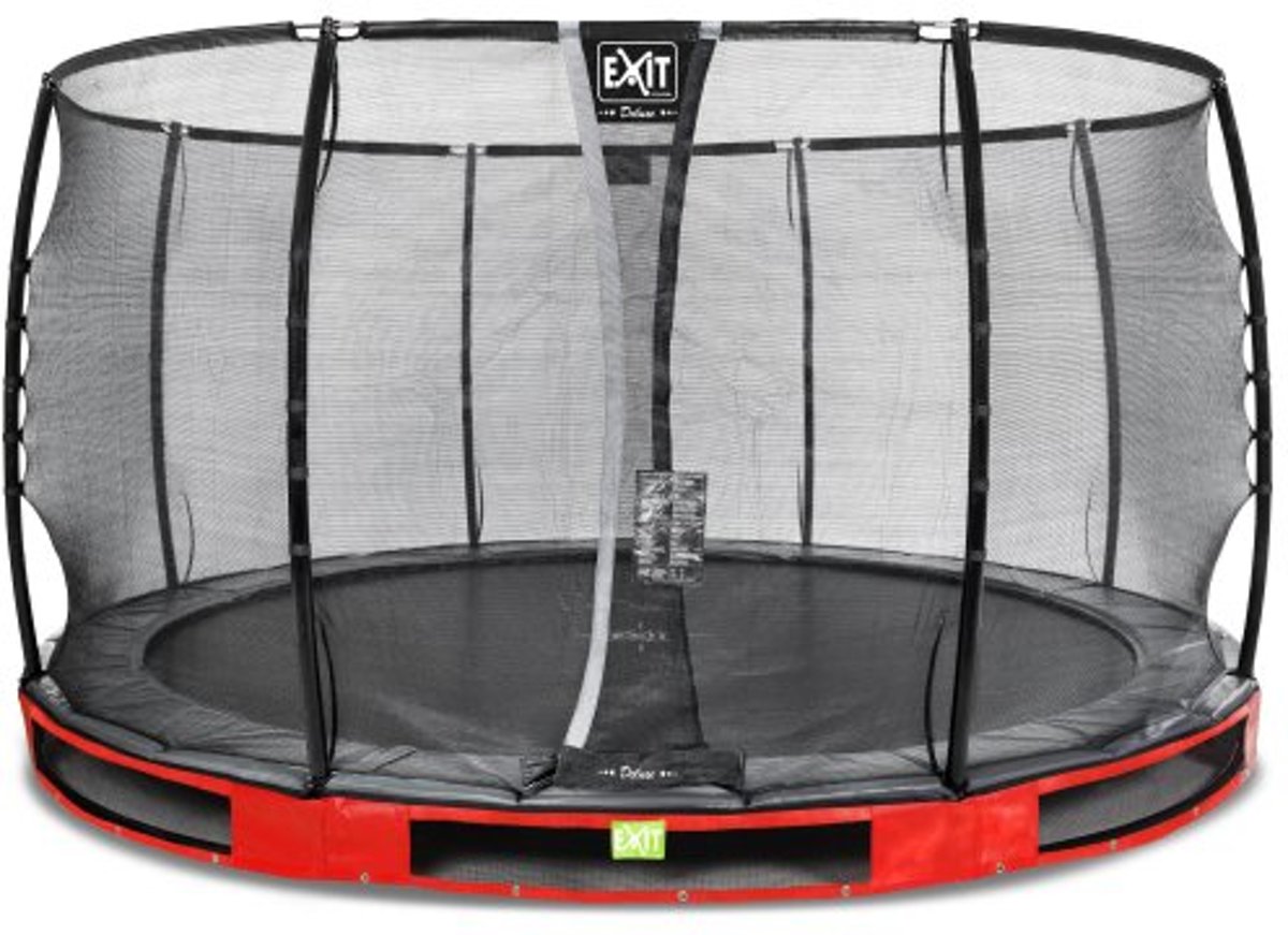 EXIT Elegant Premium inground trampoline ø366cm met Deluxe veiligheidsnet - rood