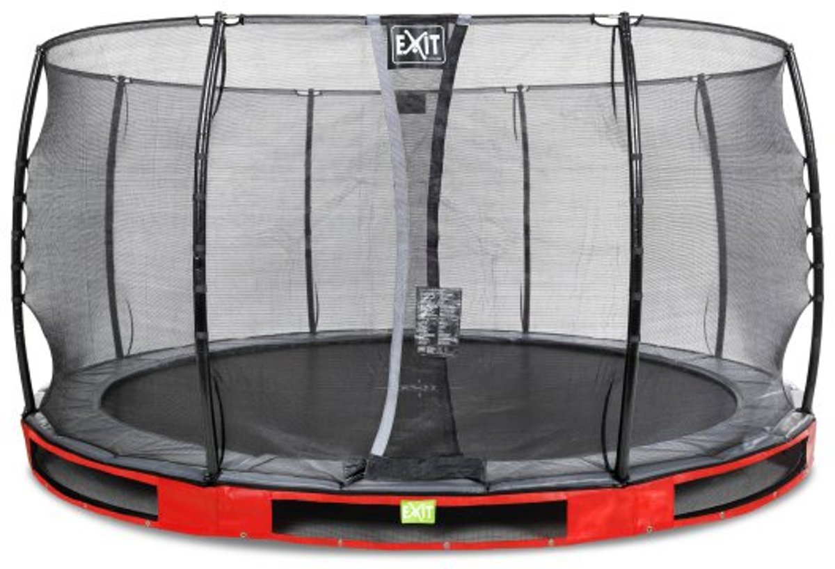 EXIT Elegant Premium inground trampoline ø427cm met Economy veiligheidsnet - rood