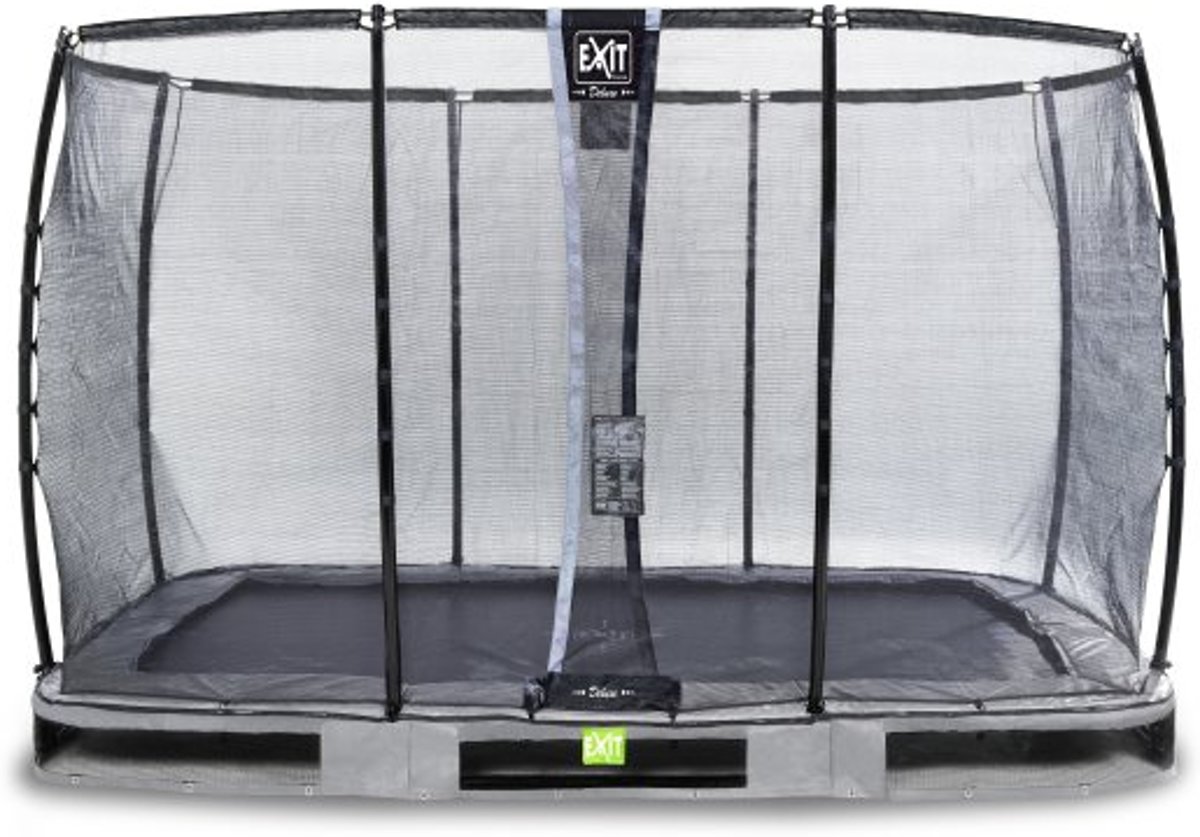 EXIT Elegant inground trampoline 244x427cm met Deluxe veiligheidsnet - grijs