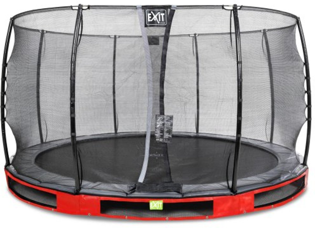 EXIT Elegant inground trampoline ø366cm met Economy veiligheidsnet - rood