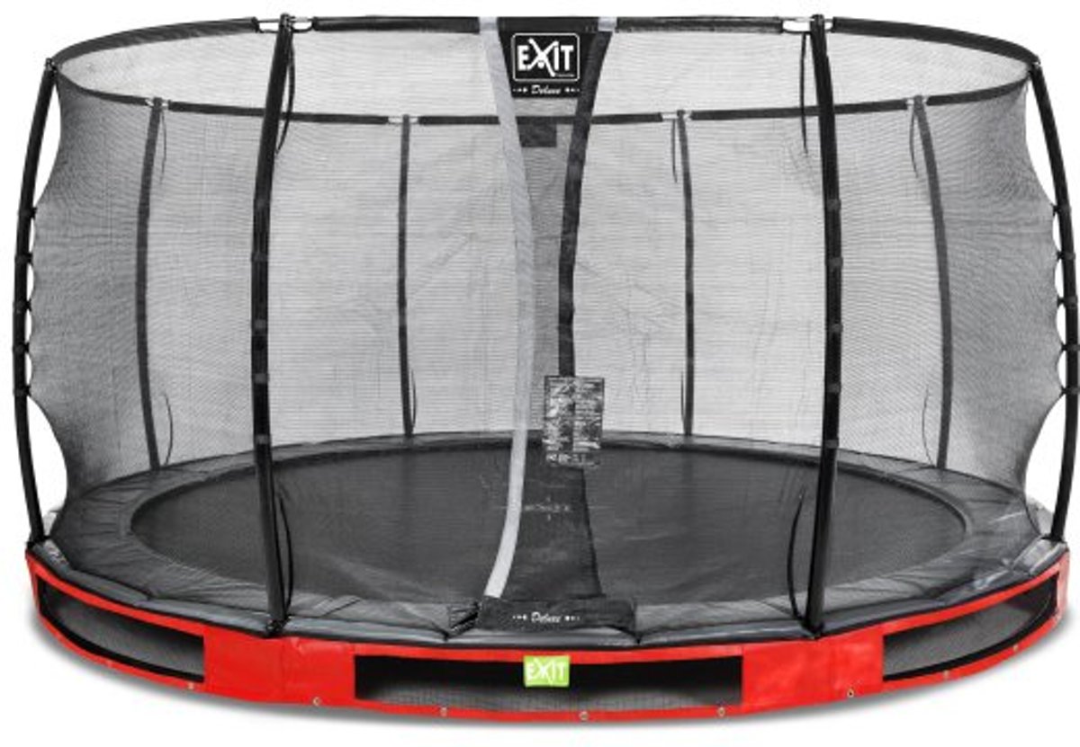 EXIT Elegant inground trampoline ø427cm met Deluxe veiligheidsnet - rood