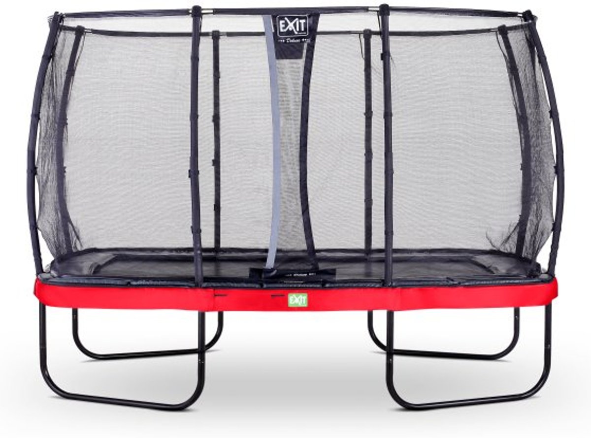 EXIT Elegant trampoline 244x427cm met veiligheidsnet Deluxe - rood