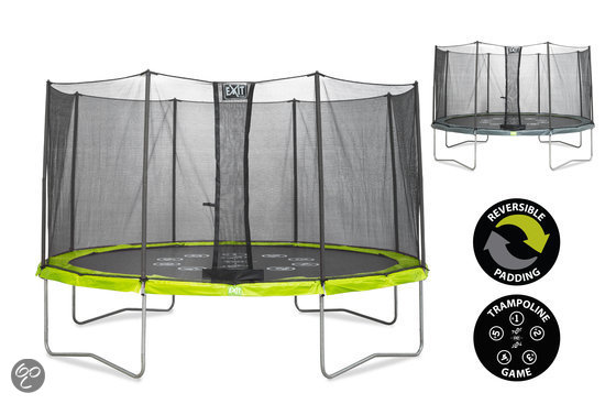 EXIT Twist Trampoline - 427 cm - Lime-Groen/Grijs - Inclusief Veiligheidsnet