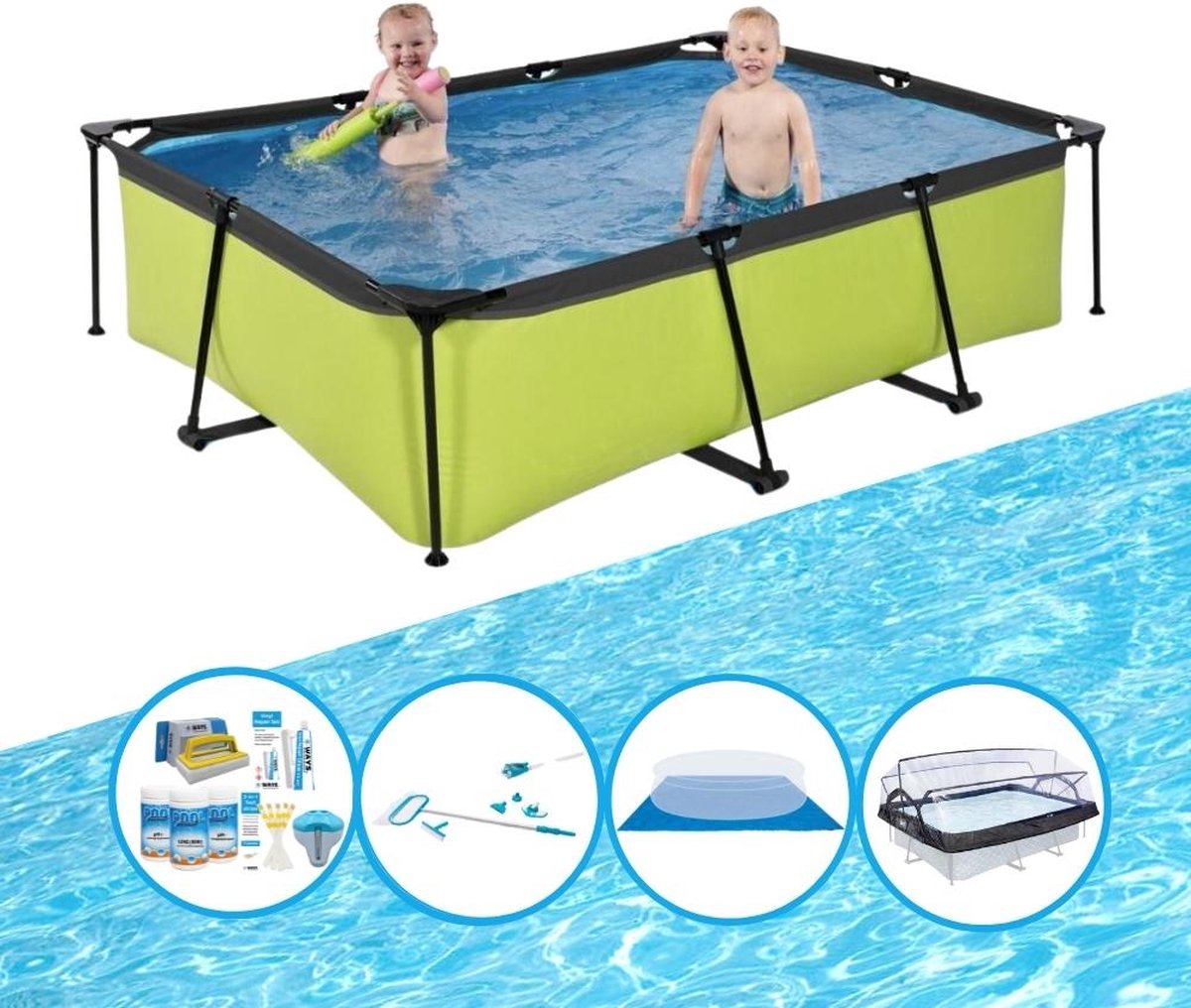 EXIT Zwembad Lime - 220x150x60 cm - Frame Pool - Compleet zwembadpakket