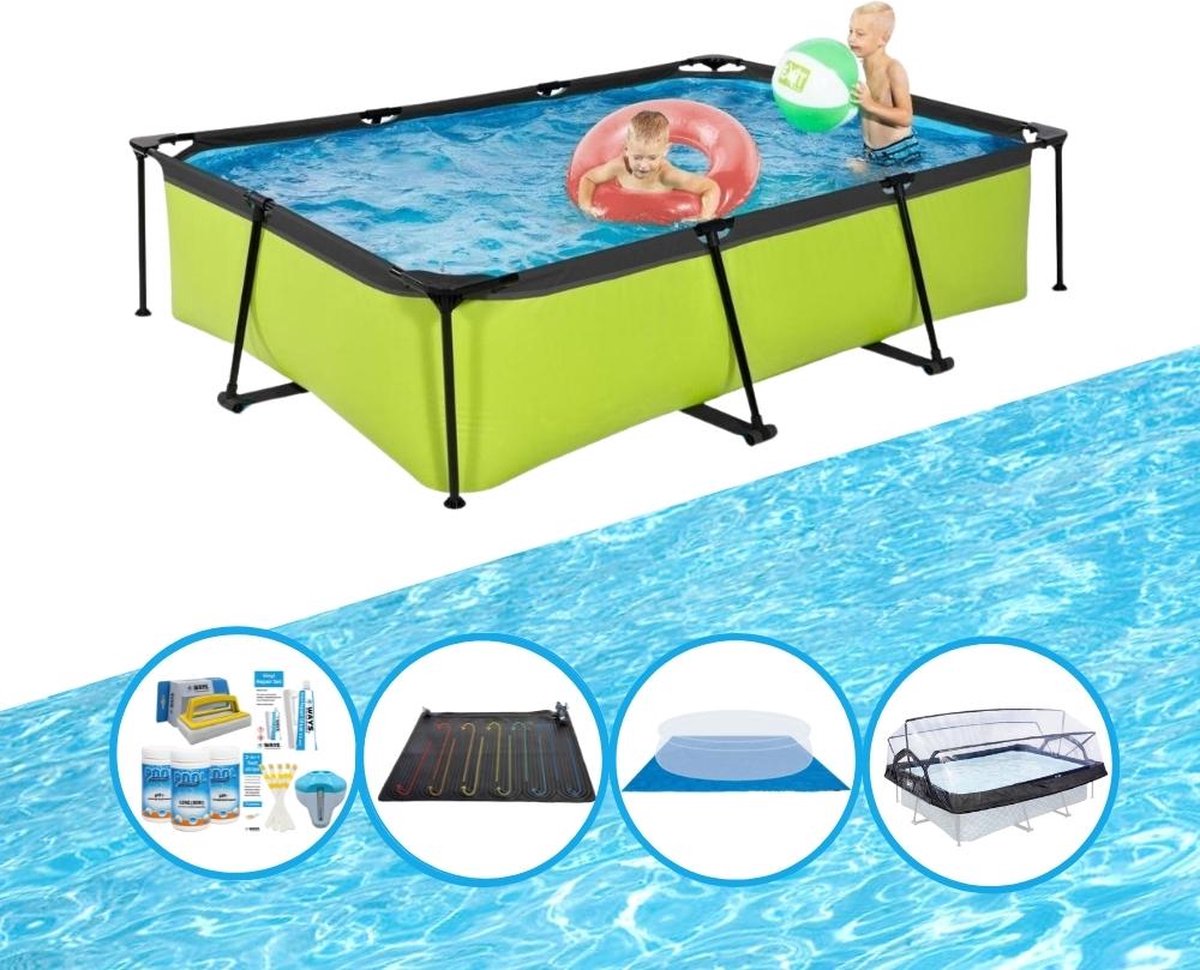 EXIT Zwembad Lime - 300x200x65 cm - Frame Pool - Met bijbehorende accessoires