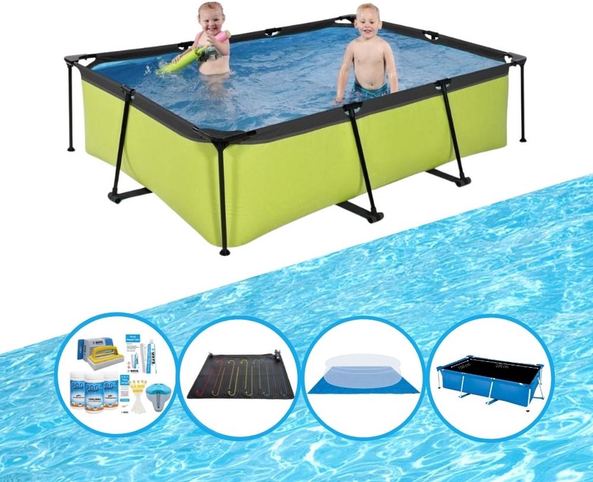 EXIT Zwembad Lime - Frame Pool 220x150x60 cm - Combi Deal