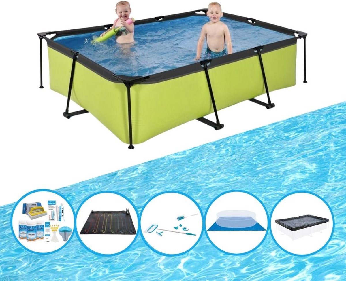 EXIT Zwembad Lime - Frame Pool 220x150x60 cm - Inclusief bijbehorende accessoires