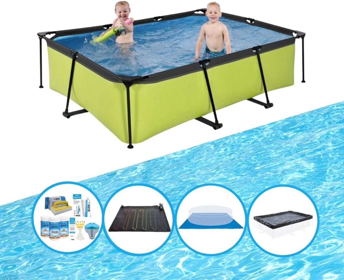 EXIT Zwembad Lime - Frame Pool 220x150x60 cm - Met bijbehorende accessoires