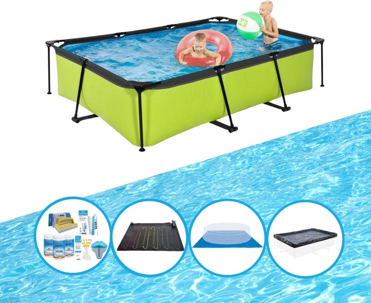 EXIT Zwembad Lime - Frame Pool 300x200x65 cm - Met bijbehorende accessoires