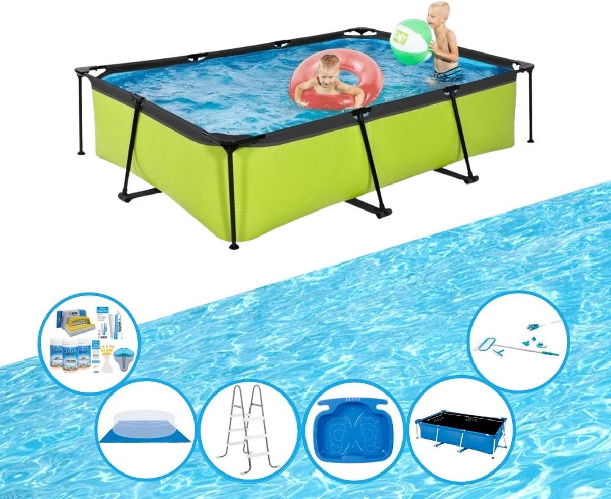 EXIT Zwembad Lime - Frame Pool 300x200x65 cm - Zwembad Super Set