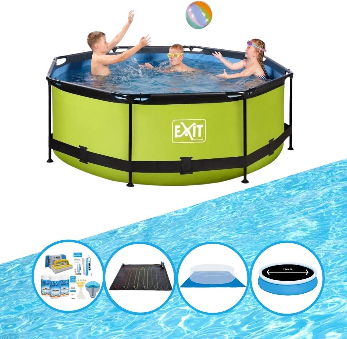 EXIT Zwembad Lime - Frame Pool ø244x76cm - Combi Deal