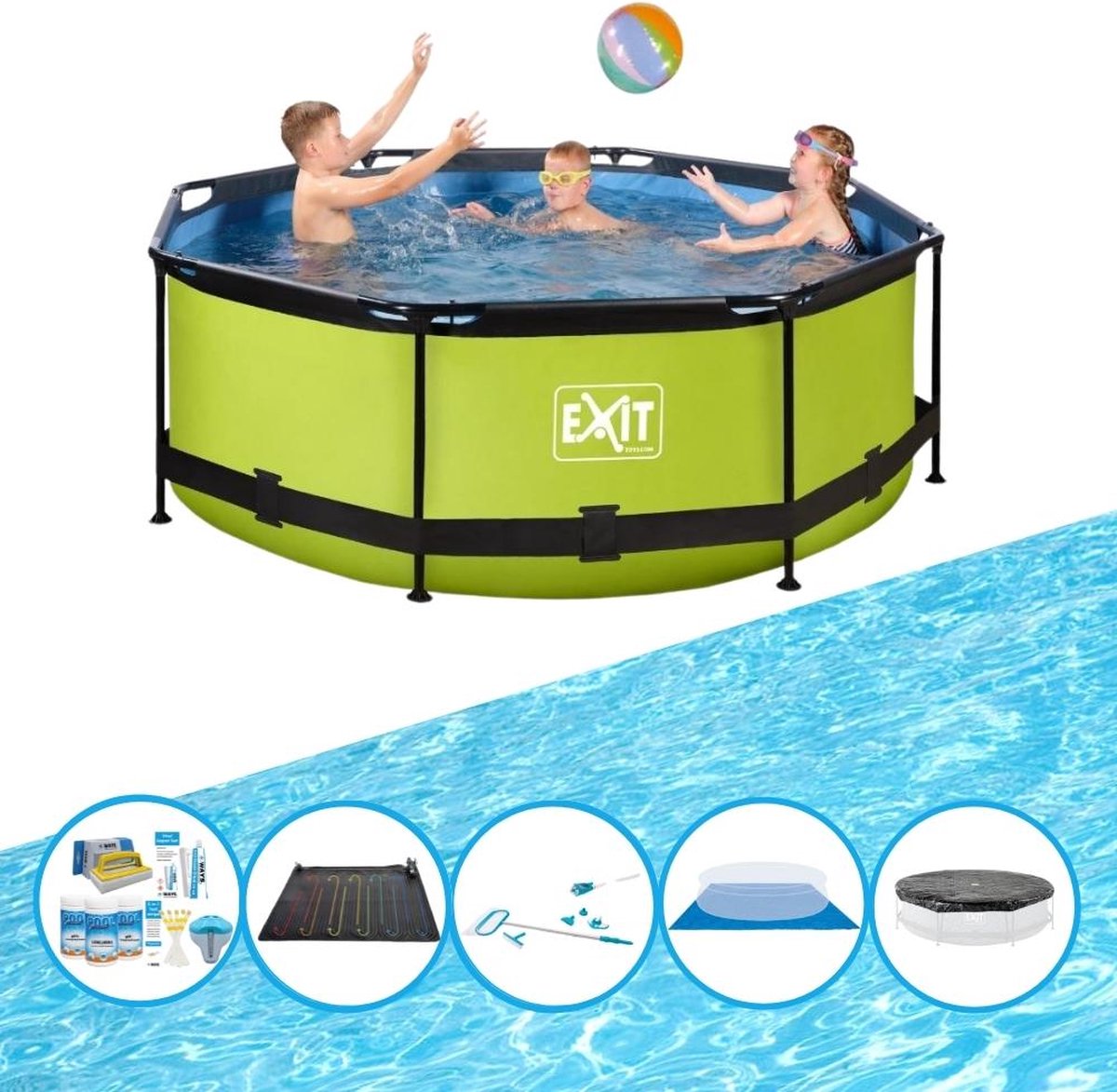 EXIT Zwembad Lime - Frame Pool ø244x76cm - Inclusief bijbehorende accessoires