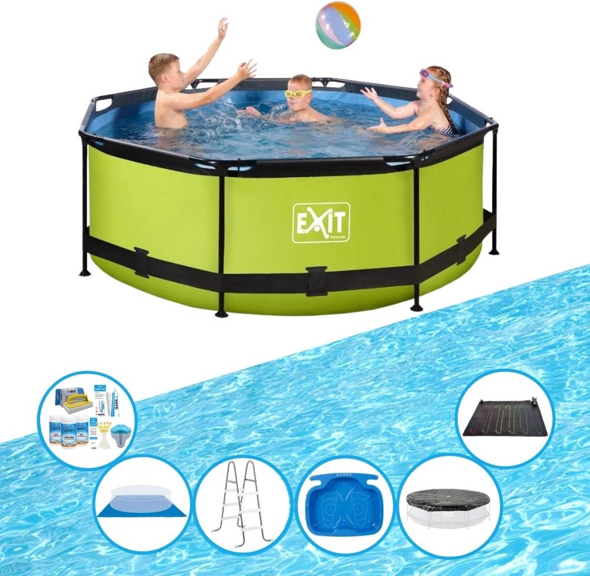 EXIT Zwembad Lime - Frame Pool ø244x76cm - Inclusief toebehoren