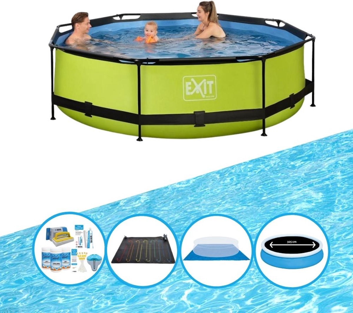 EXIT Zwembad Lime - Frame Pool ø300x76cm - Combi Deal