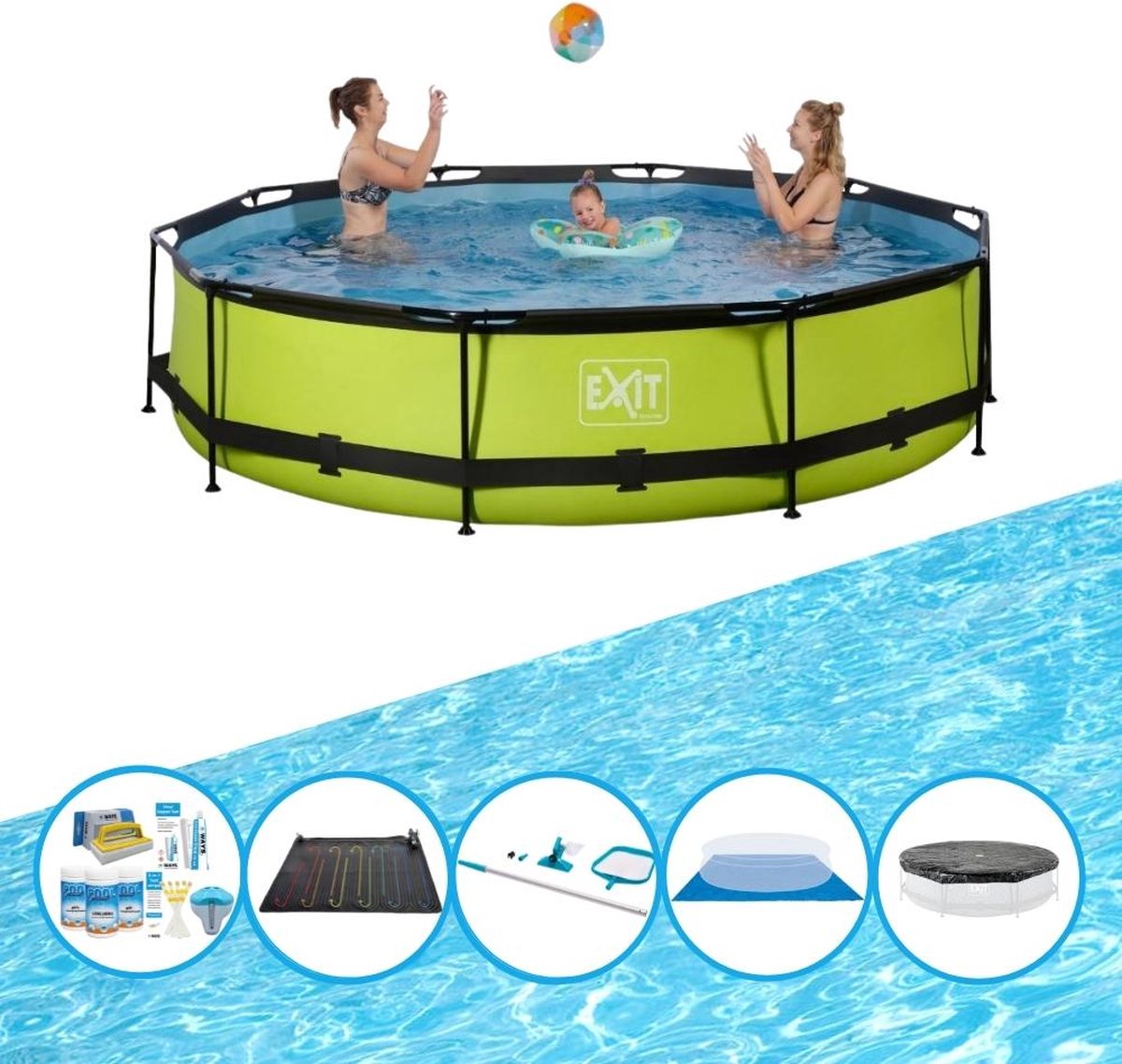 EXIT Zwembad Lime - Frame Pool ø360x76cm - Inclusief accessoires