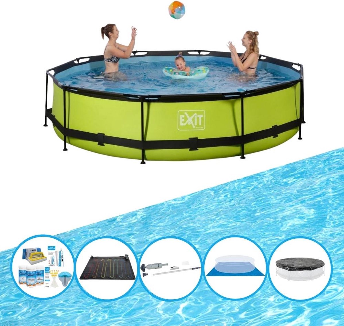 EXIT Zwembad Lime - Frame Pool ø360x76cm - Met accessoires