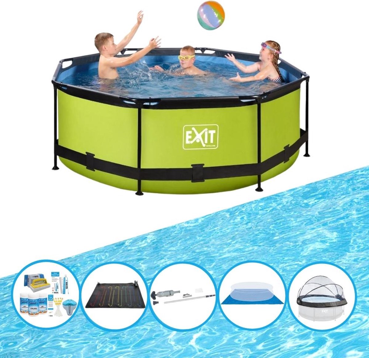 EXIT Zwembad Lime - ø244x76 cm - Frame Pool - Met accessoires