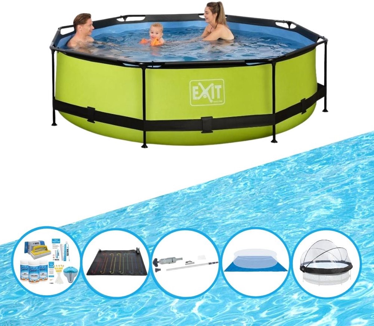 EXIT Zwembad Lime - ø300x76 cm - Frame Pool - Met accessoires