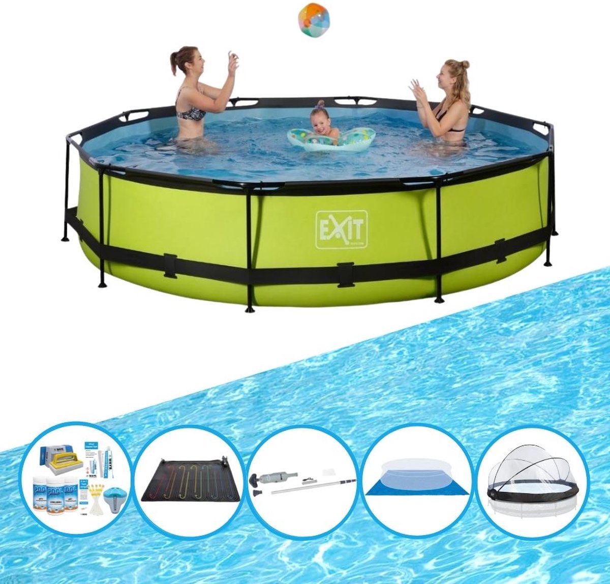 EXIT Zwembad Lime - ø360x76 cm - Frame Pool - Met accessoires