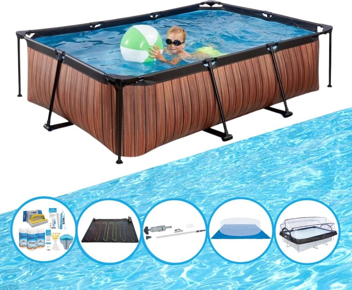 EXIT Zwembad Timber Style - 220x150x60 cm - Frame Pool - Met accessoires