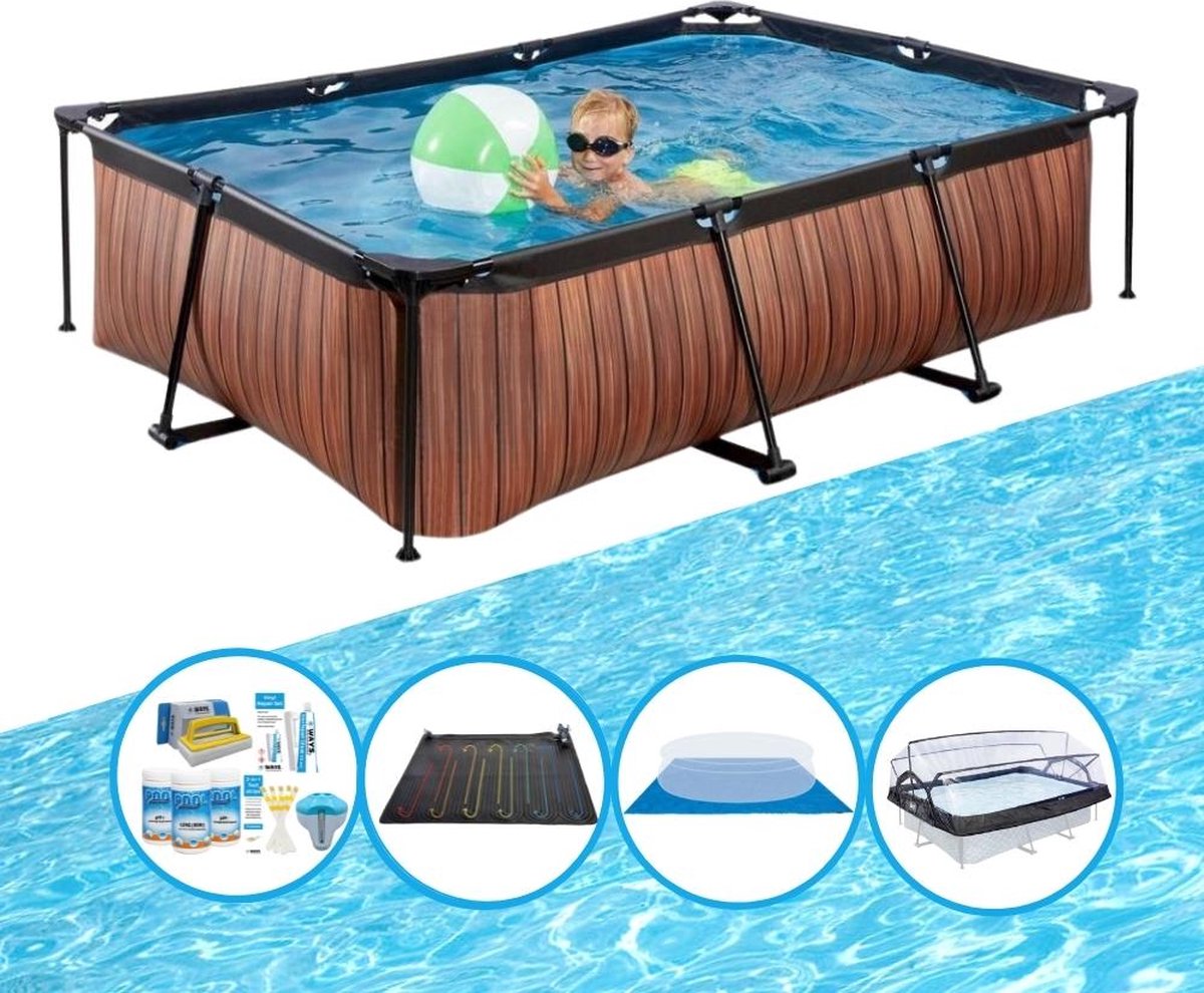 EXIT Zwembad Timber Style - 220x150x60 cm - Frame Pool - Met bijbehorende accessoires