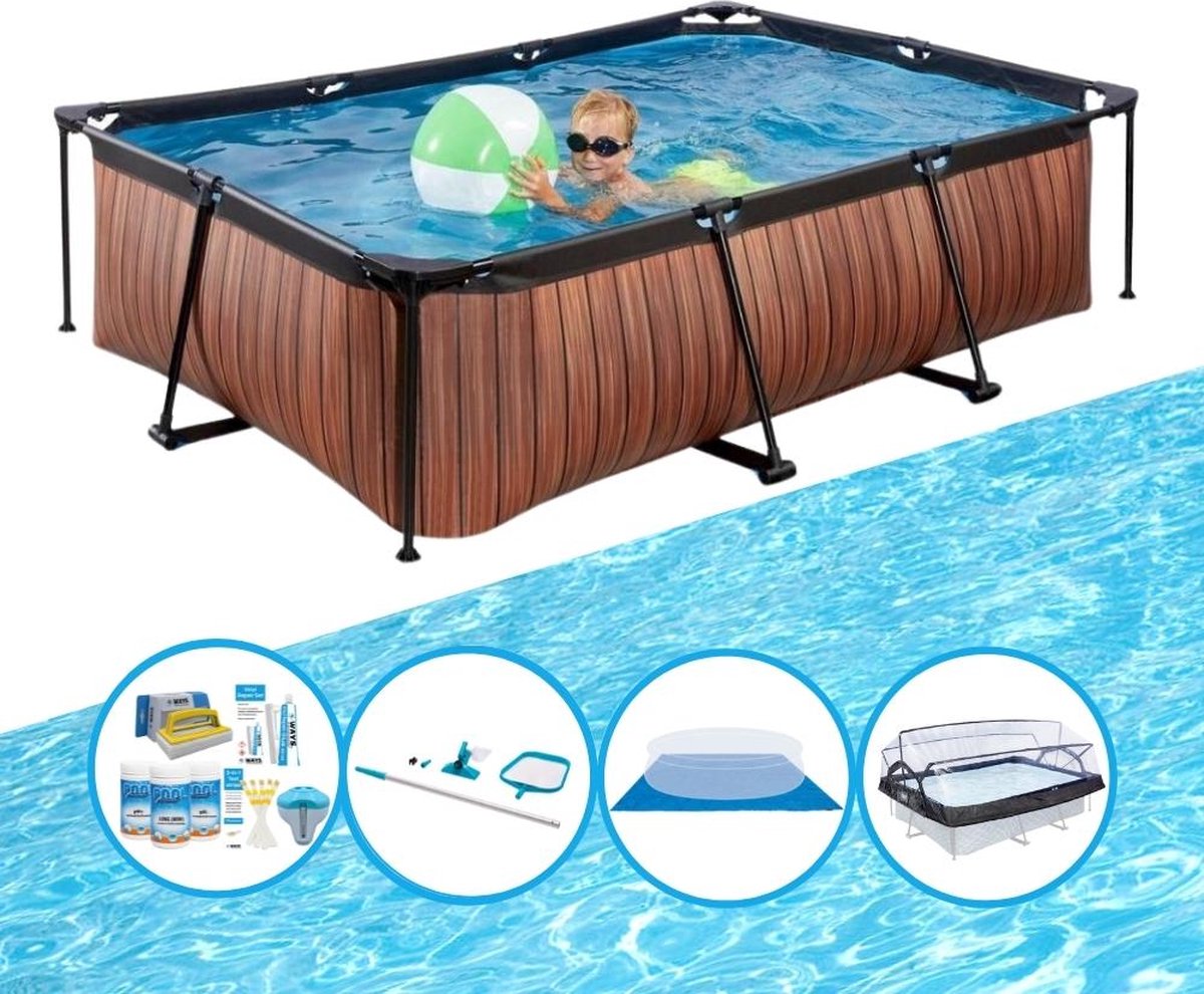 EXIT Zwembad Timber Style - 220x150x60 cm - Frame Pool - Zwembadpakket