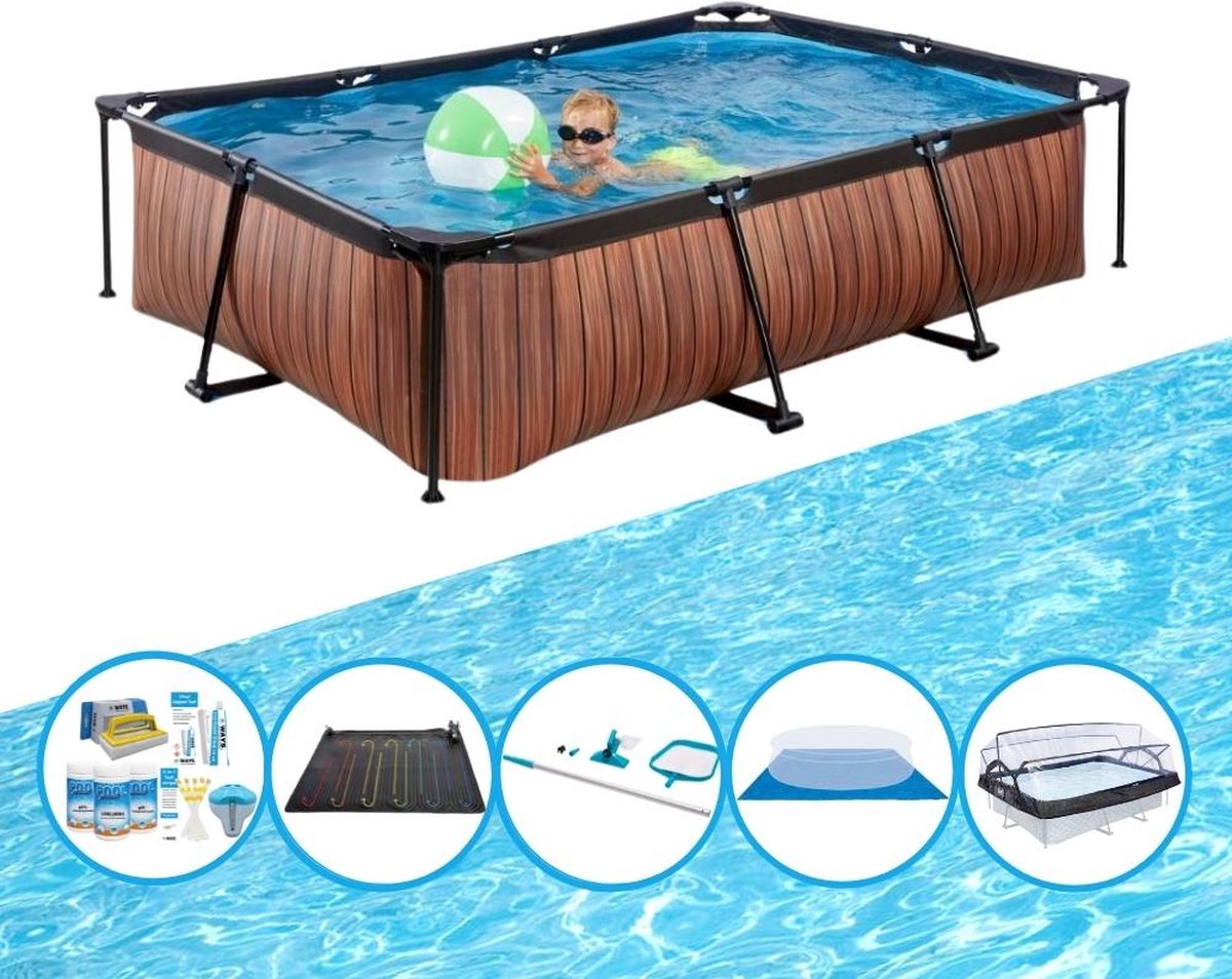 EXIT Zwembad Timber Style - 300x200x65 cm - Frame Pool - Inclusief accessoires