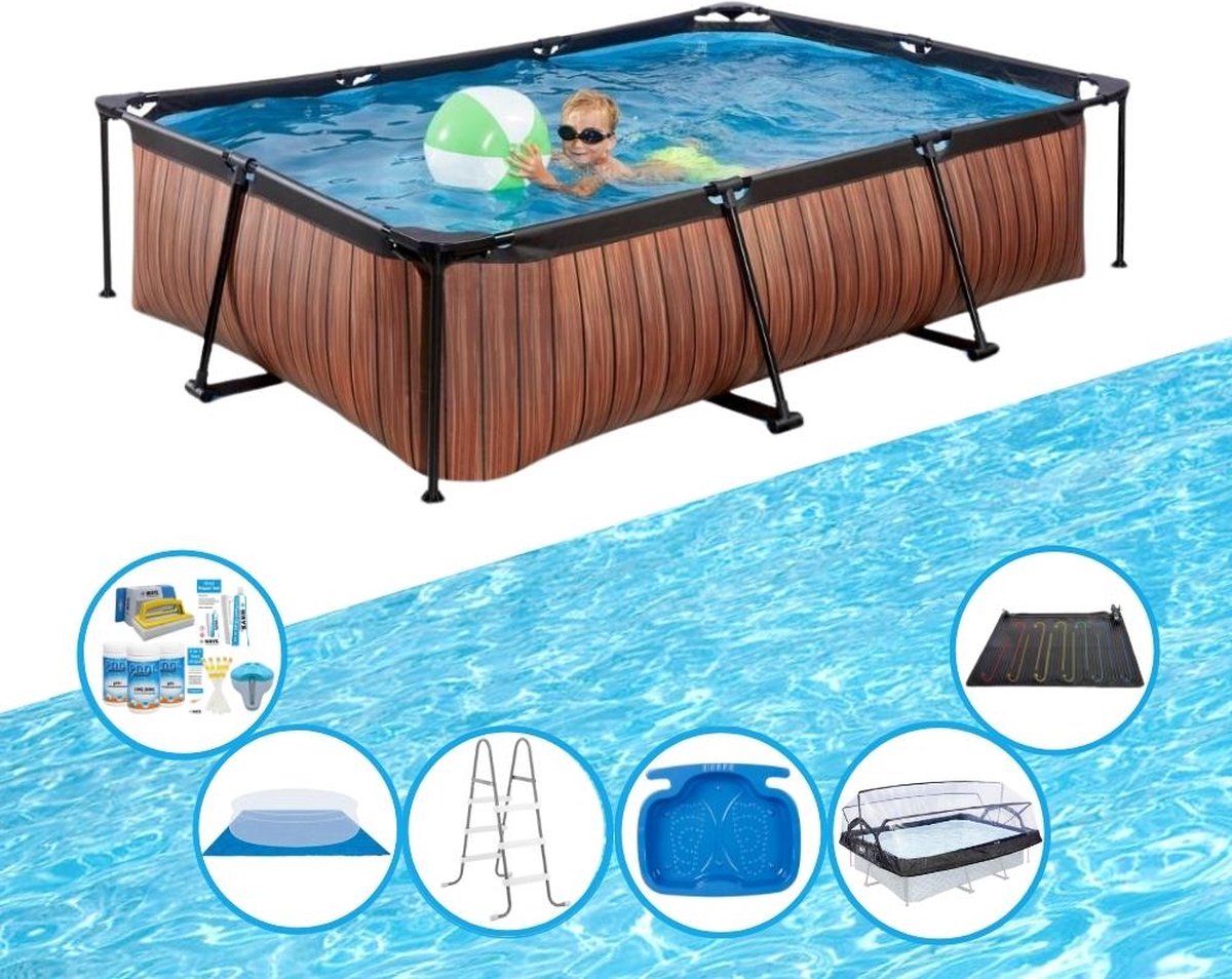 EXIT Zwembad Timber Style - 300x200x65 cm - Frame Pool - Inclusief toebehoren