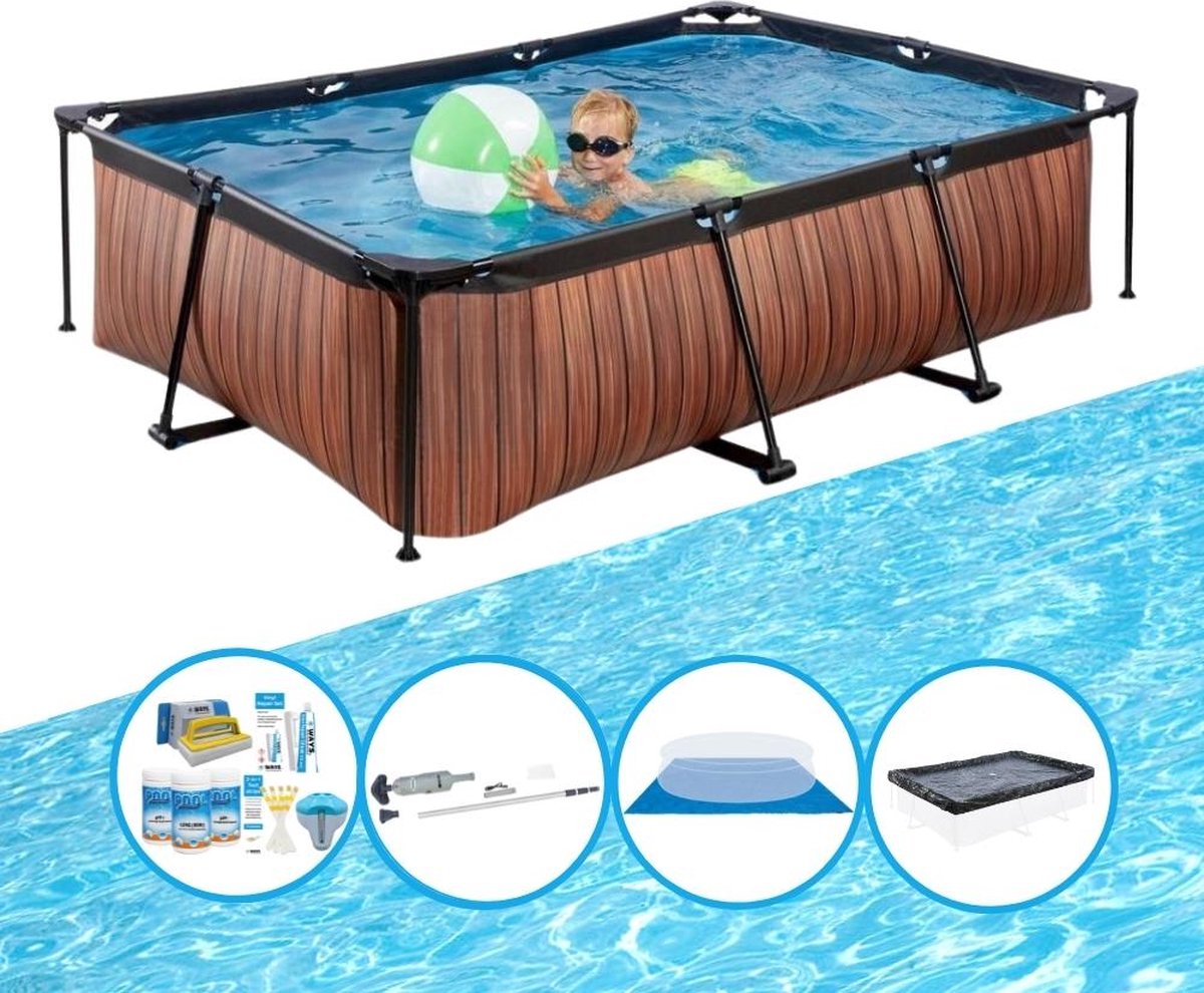 EXIT Zwembad Timber Style - Frame Pool 220x150x60 cm - Complete zwembadset