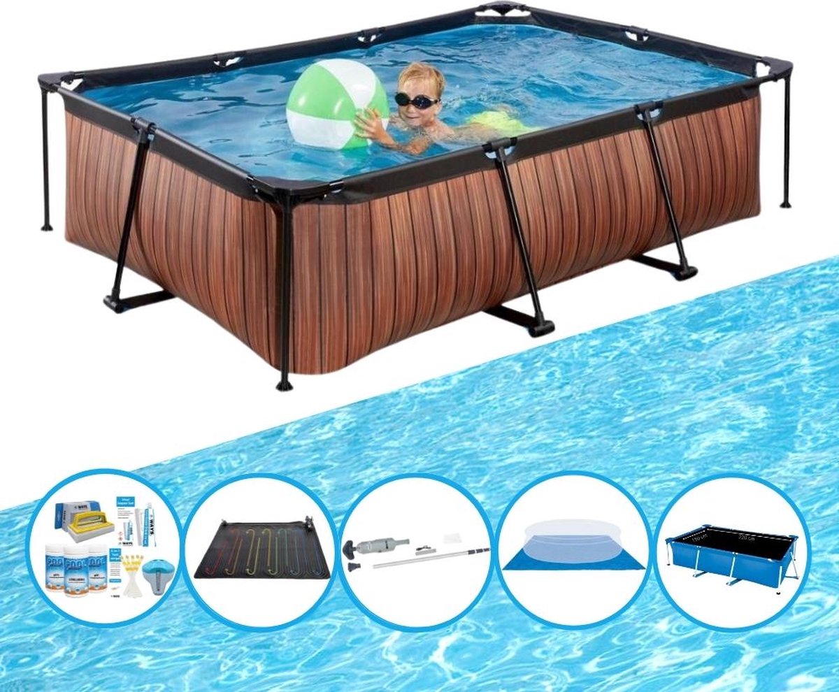 EXIT Zwembad Timber Style - Frame Pool 220x150x60 cm - Zwembad Combi Deal