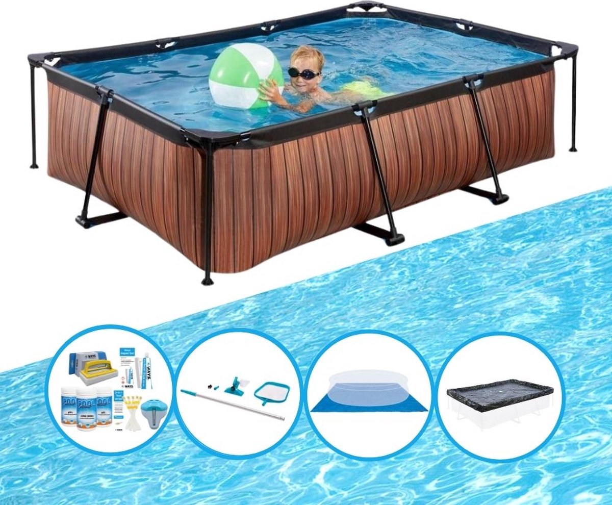 EXIT Zwembad Timber Style - Frame Pool 220x150x60 cm - Zwembadpakket