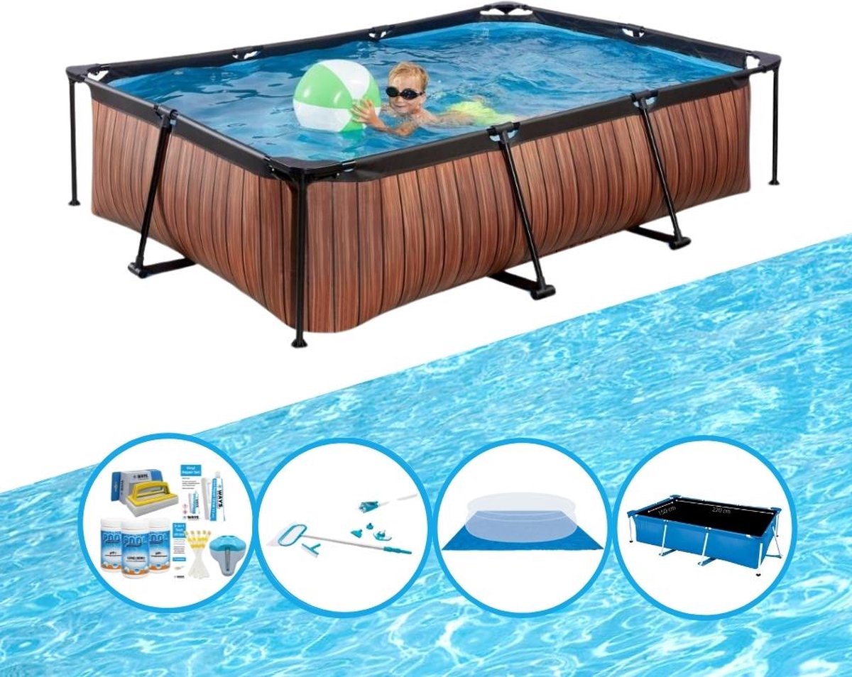 EXIT Zwembad Timber Style - Frame Pool 300x200x65 cm - Plus accessoires