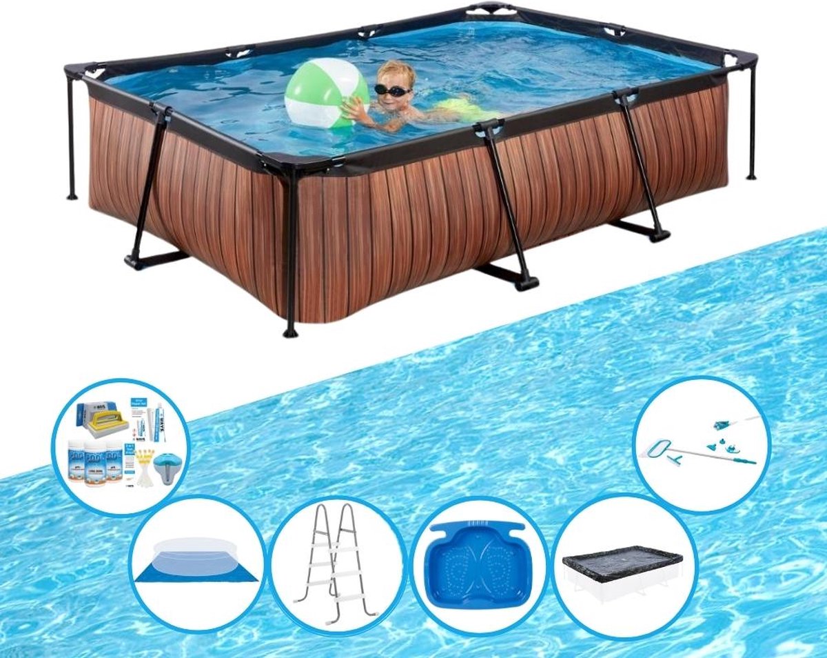 EXIT Zwembad Timber Style - Frame Pool 300x200x65 cm - Zwembadset