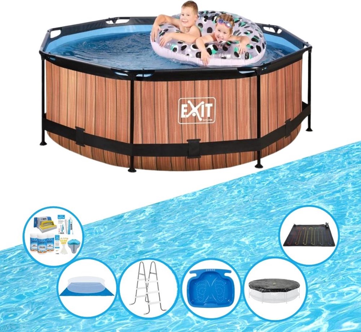 EXIT Zwembad Timber Style - Frame Pool ø244x76cm - Inclusief toebehoren