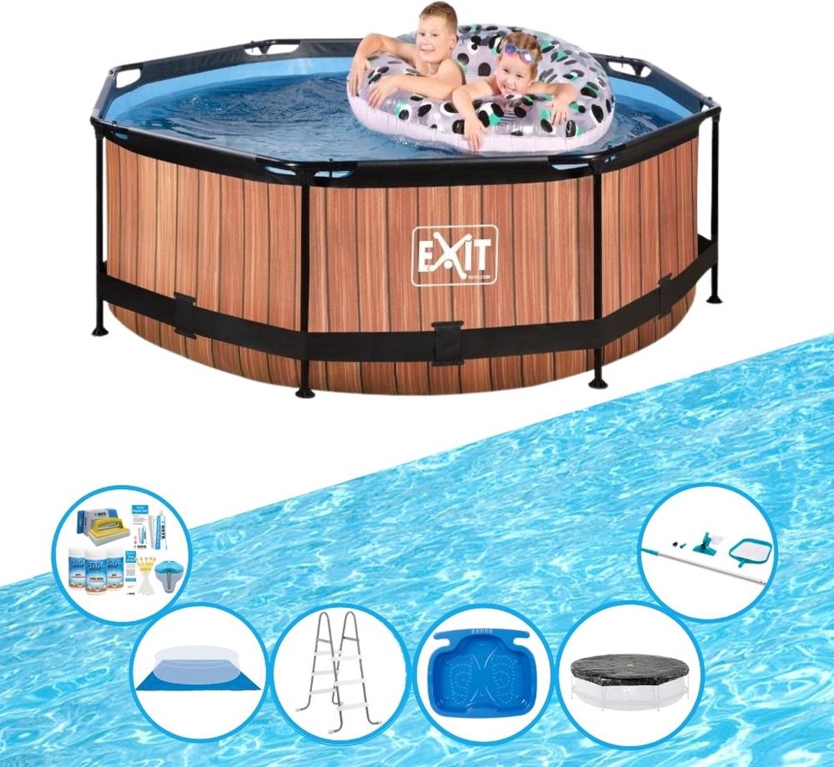 EXIT Zwembad Timber Style - Frame Pool ø244x76cm - Met toebehoren