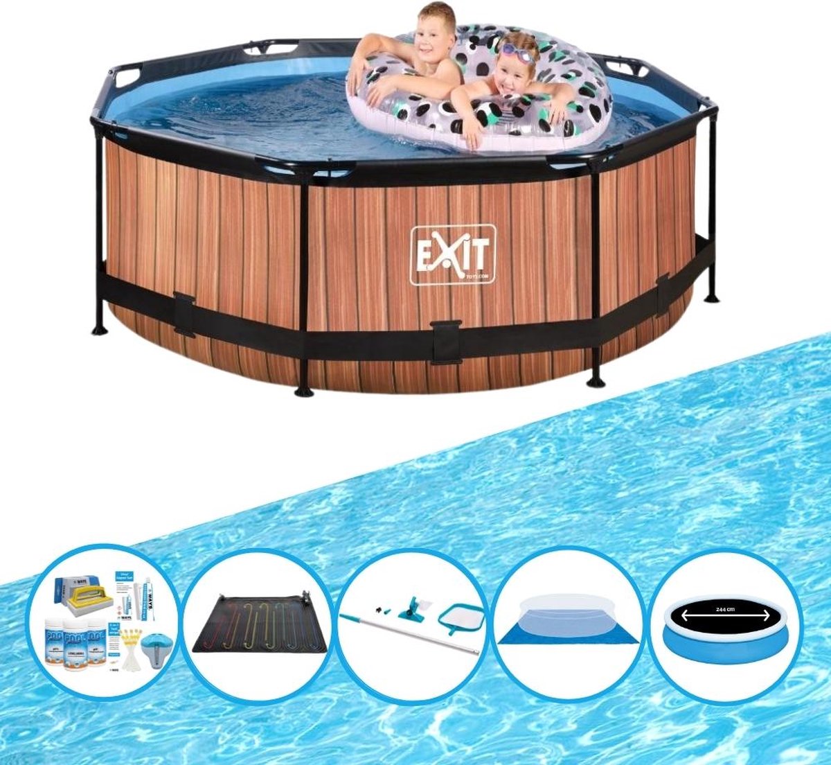 EXIT Zwembad Timber Style - Frame Pool ø244x76cm - Zwembad Bundel