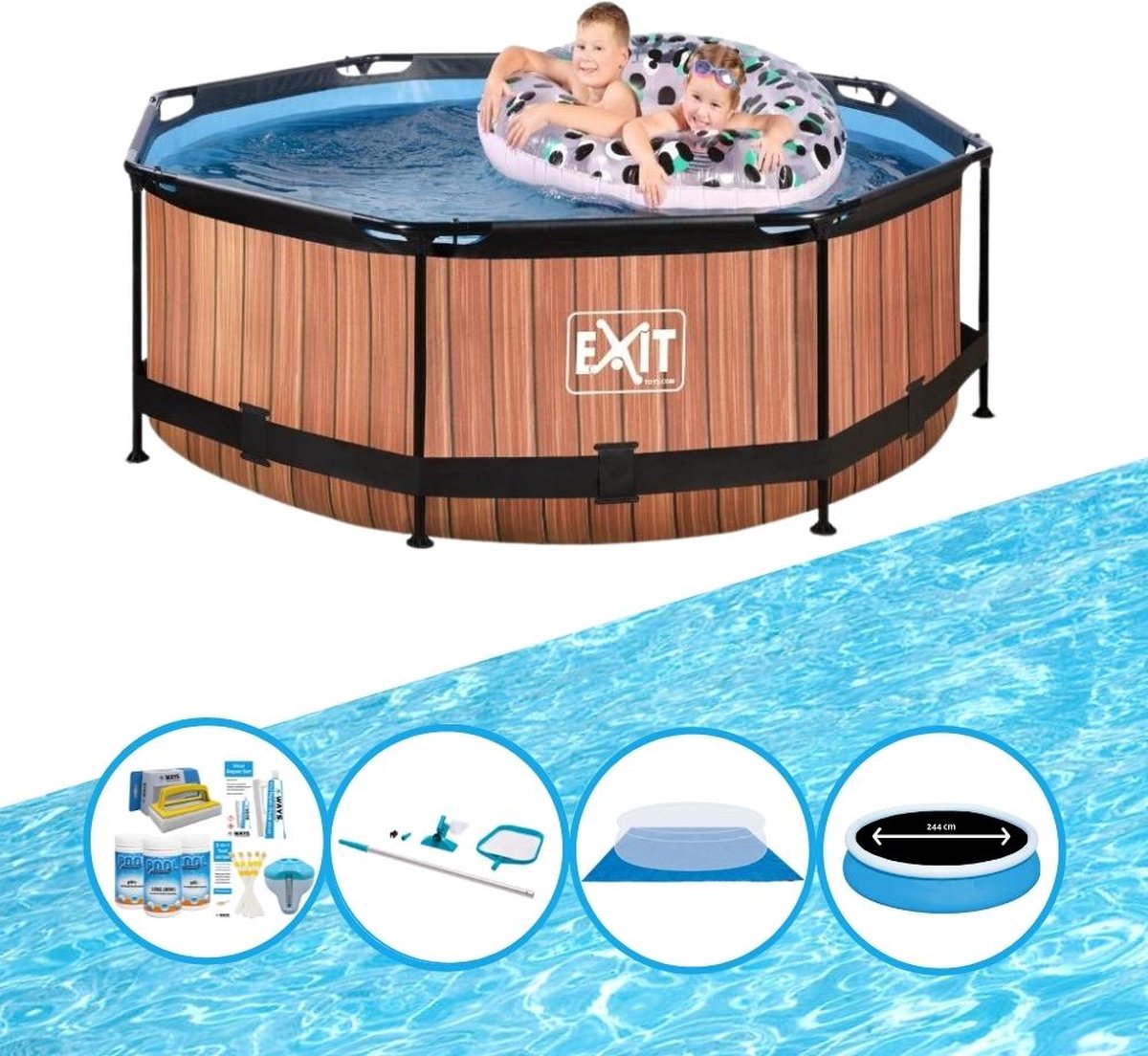 EXIT Zwembad Timber Style - Frame Pool ø244x76cm - Zwembad Deal