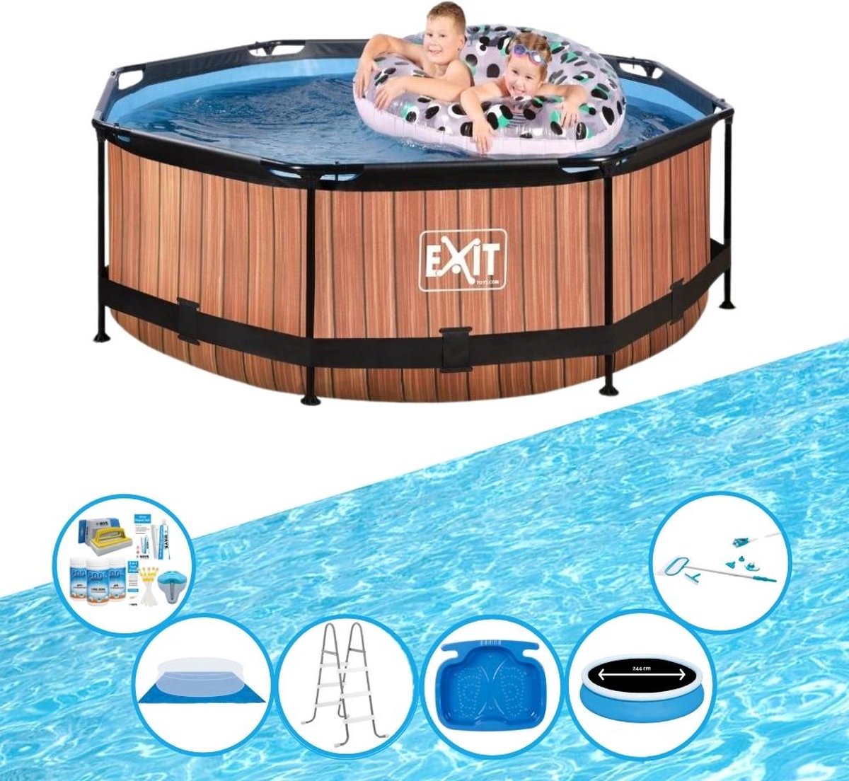 EXIT Zwembad Timber Style - Frame Pool ø244x76cm - Zwembad Super Set