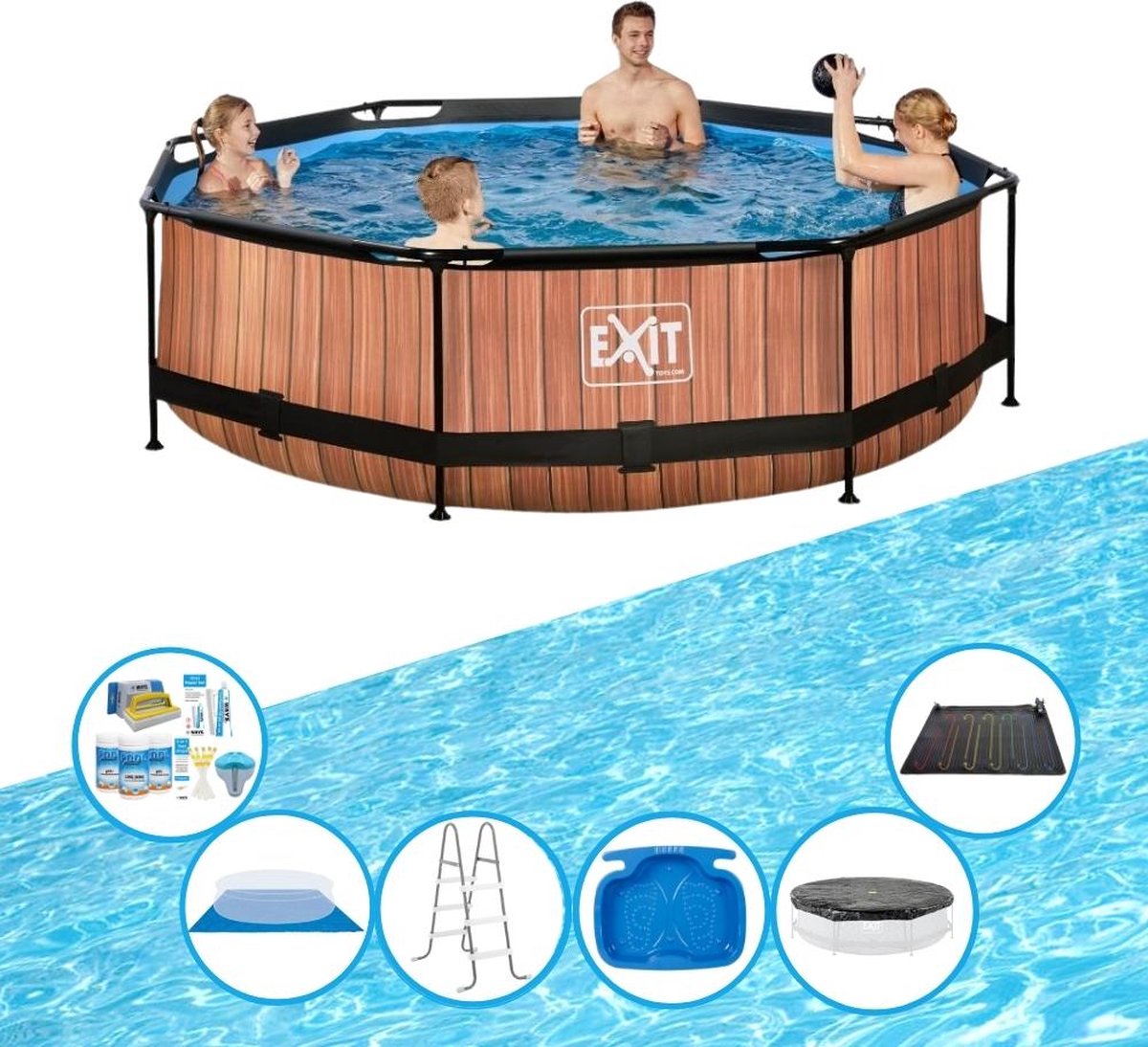 EXIT Zwembad Timber Style - Frame Pool ø300x76cm - Inclusief toebehoren