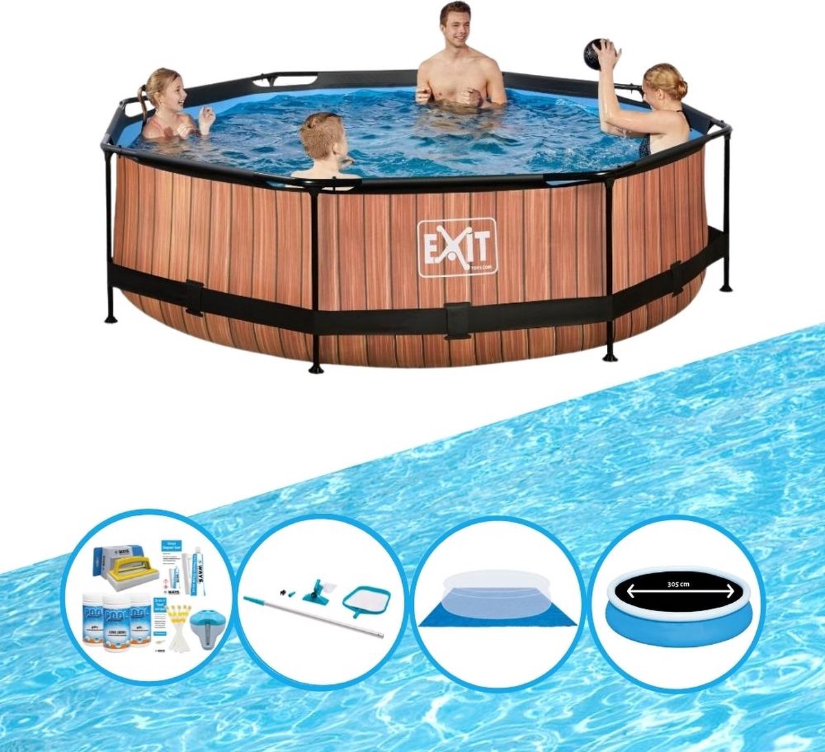 EXIT Zwembad Timber Style - Frame Pool ø300x76cm - Zwembad Deal