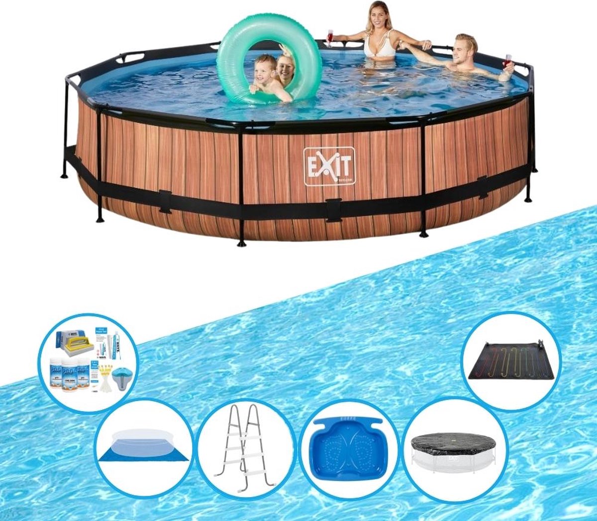 EXIT Zwembad Timber Style - Frame Pool ø360x76cm - Inclusief toebehoren