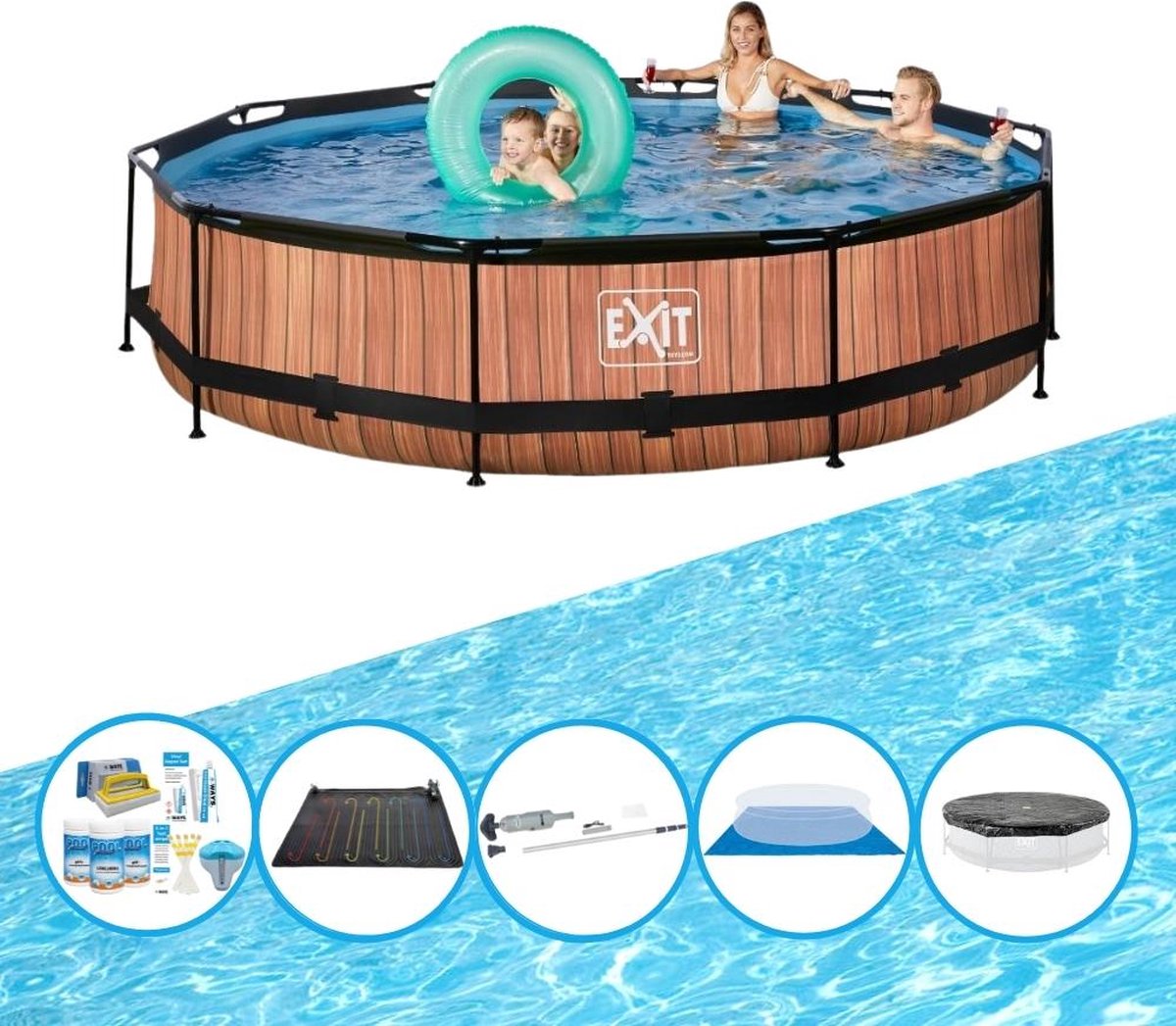 EXIT Zwembad Timber Style - Frame Pool ø360x76cm - Met accessoires