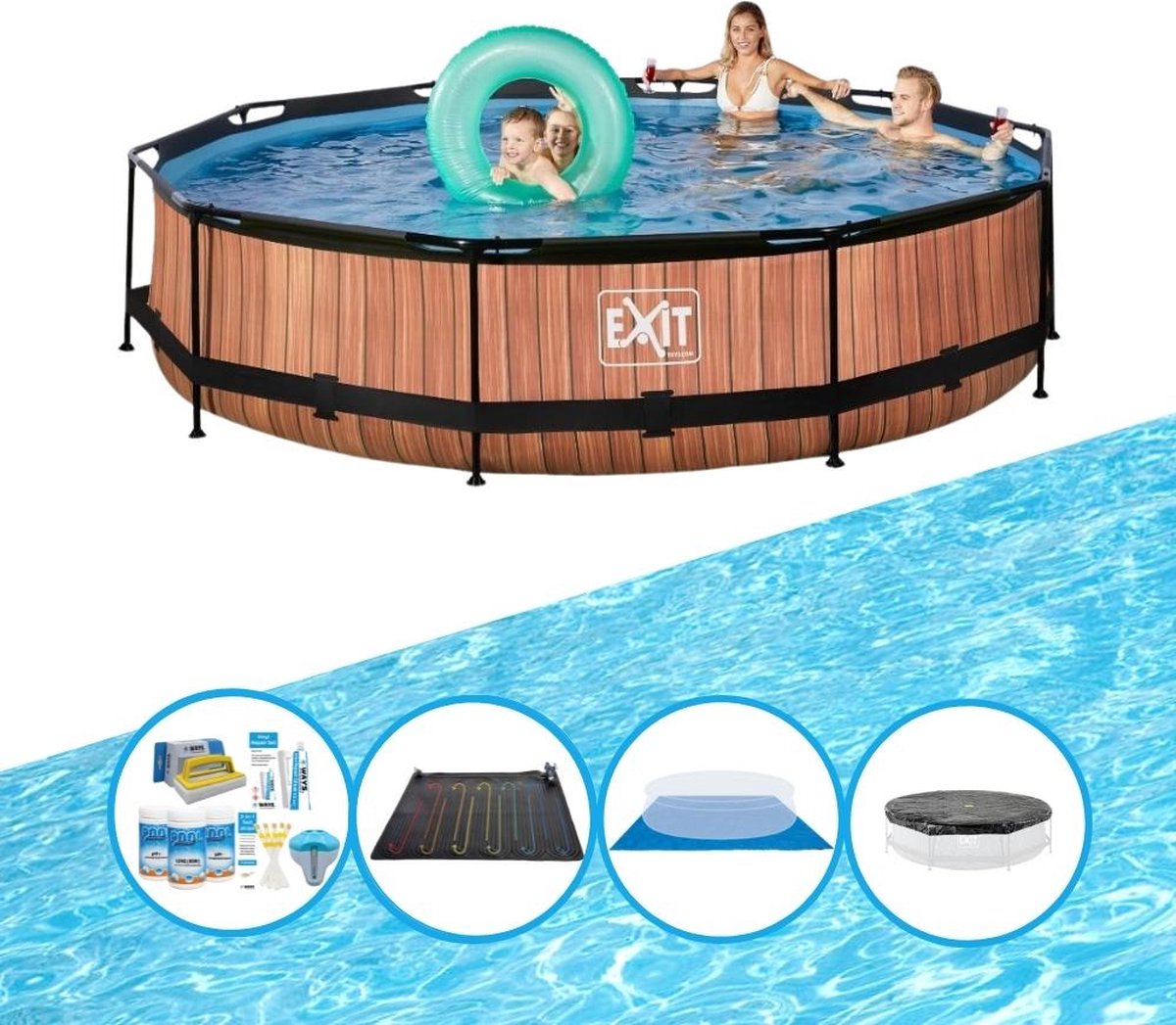 EXIT Zwembad Timber Style - Frame Pool ø360x76cm - Met bijbehorende accessoires