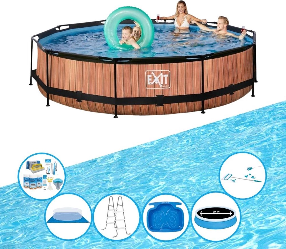 EXIT Zwembad Timber Style - Frame Pool ø360x76cm - Zwembad Super Set