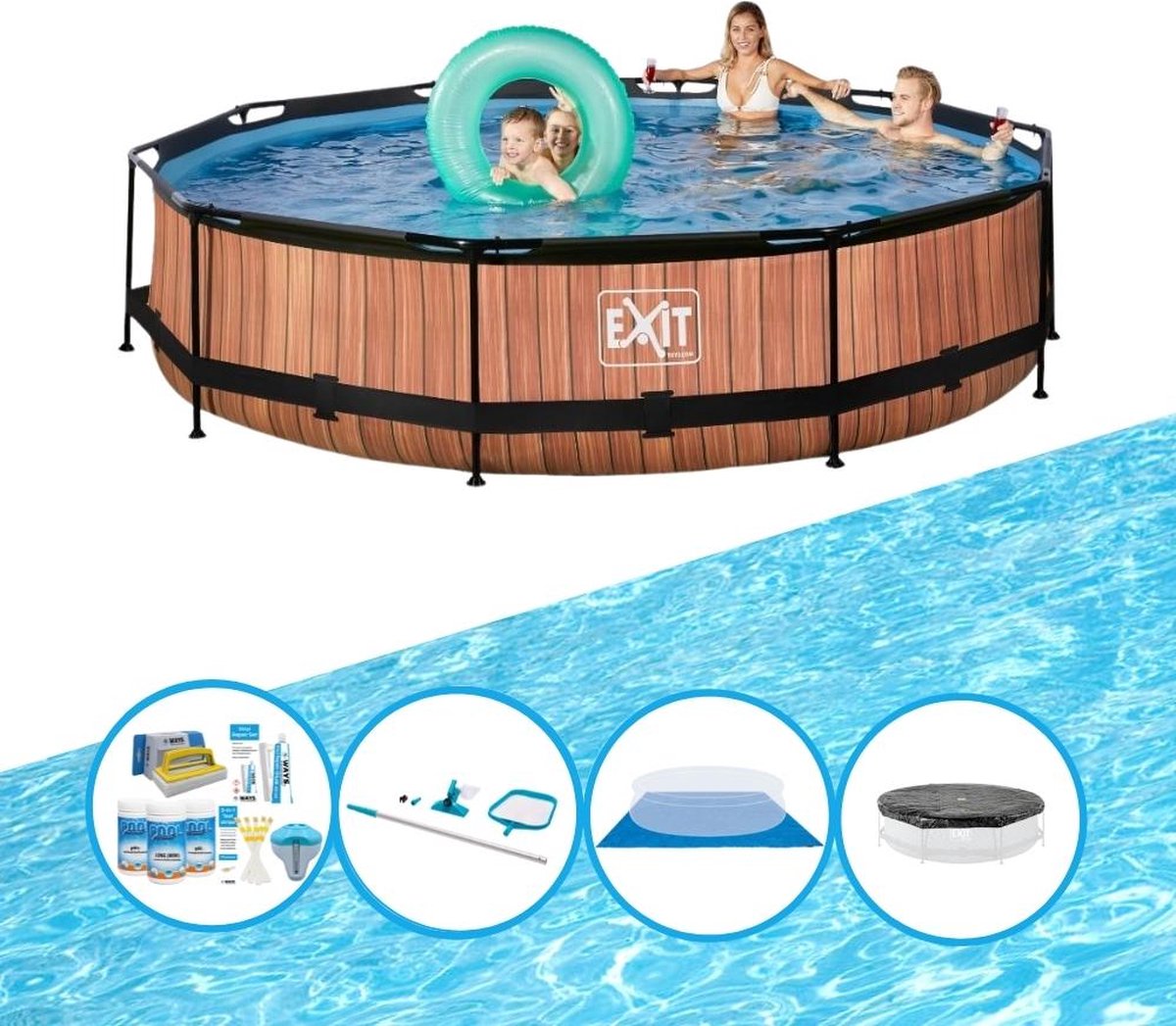 EXIT Zwembad Timber Style - Frame Pool ø360x76cm - Zwembadpakket