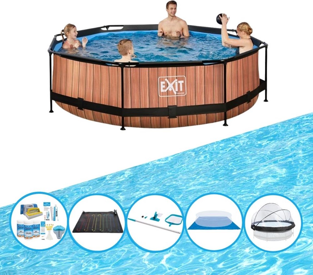 EXIT Zwembad Timber Style - ø300x76 cm - Frame Pool - Inclusief accessoires