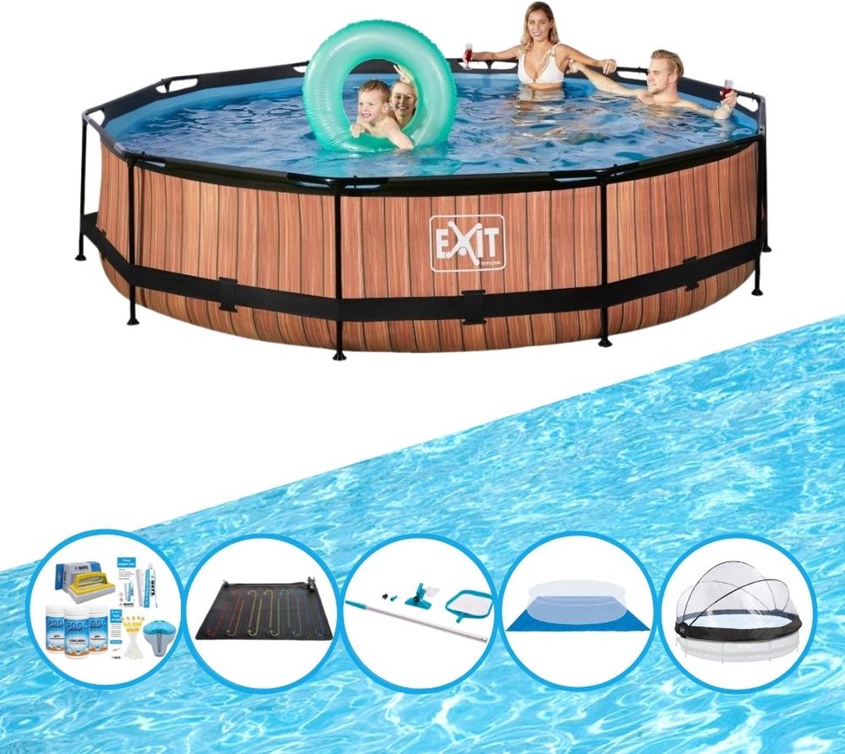 EXIT Zwembad Timber Style - ø360x76 cm - Frame Pool - Inclusief accessoires