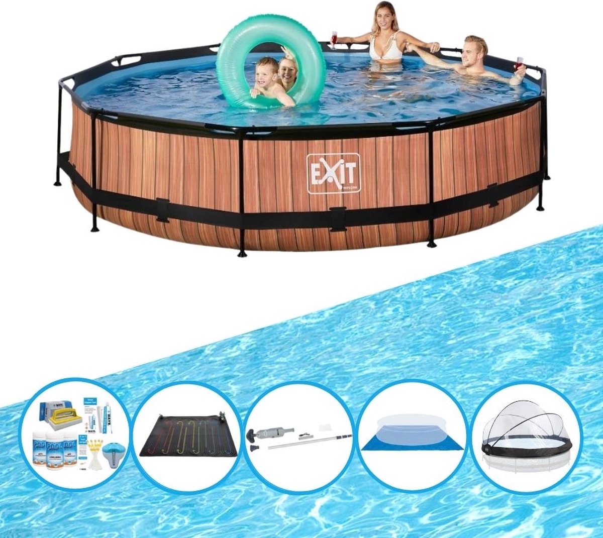 EXIT Zwembad Timber Style - ø360x76 cm - Frame Pool - Met accessoires